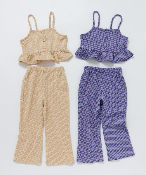 apres les cours(アプレレクール)の「【リンク】フラワージャガードビスチェ・フレアパンツセット(セットアップ・キッズ・ベージュ/ブルー・140/130/120/110/100/90)」の7枚目の写真