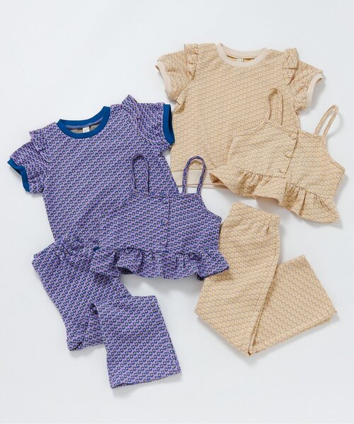 apres les cours(アプレレクール)の「【リンク】フラワージャガードビスチェ・フレアパンツセット(セットアップ・キッズ・ベージュ/ブルー・140/130/120/110/100/90)」の8枚目の写真