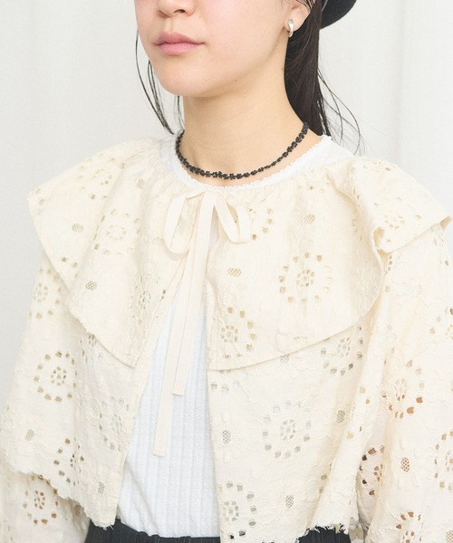 fig London(フィグロンドン)の「_Agnes bolero(カーディガン/ボレロ・レディース・ブラック/アイボリー・FREE)」の15枚目の写真