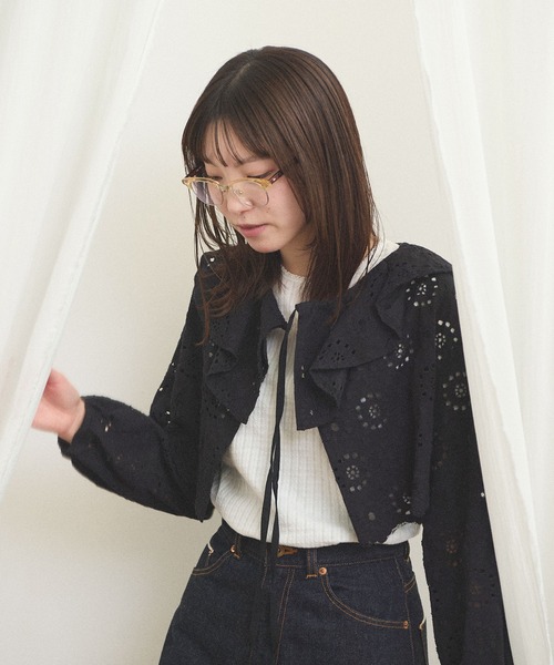 fig London(フィグロンドン)の「_Agnes bolero(カーディガン/ボレロ・レディース・ブラック/アイボリー・FREE)」の12枚目の写真