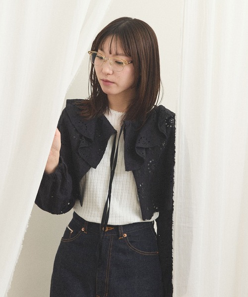 fig London(フィグロンドン)の「_Agnes bolero(カーディガン/ボレロ・レディース・ブラック/アイボリー・FREE)」の9枚目の写真