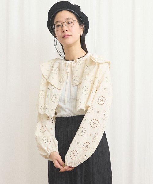 fig London(フィグロンドン)の「_Agnes bolero(カーディガン/ボレロ・レディース・ブラック/アイボリー・FREE)」の3枚目の写真