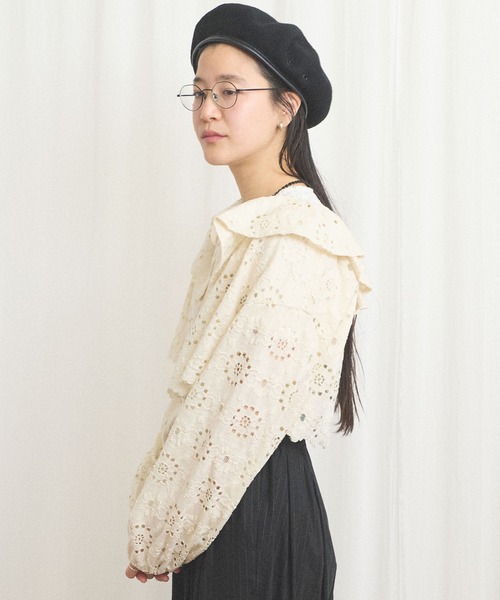 fig London(フィグロンドン)の「_Agnes bolero(カーディガン/ボレロ・レディース・ブラック/アイボリー・FREE)」の6枚目の写真