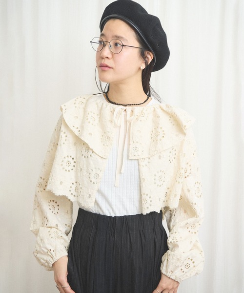 fig London(フィグロンドン)の「_Agnes bolero(カーディガン/ボレロ・レディース・ブラック/アイボリー・FREE)」の7枚目の写真