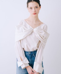 SELFIST | クロスリボンモチーフブラウス 春服 夏服 リボン フェミニン きれいめ 大人(シャツ/ブラウス)