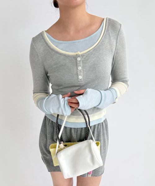 EDIT. FOR LULU(エディットフォールル)の「【YUHAN WANG/ユハン・ワン】layered illusion top(Tシャツ/カットソー・レディース・チャコールグレー・FREE)」の10枚目の写真