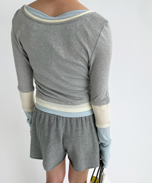 EDIT. FOR LULU(エディットフォールル)の「【YUHAN WANG/ユハン・ワン】layered illusion top(Tシャツ/カットソー・レディース・チャコールグレー・FREE)」の12枚目の写真