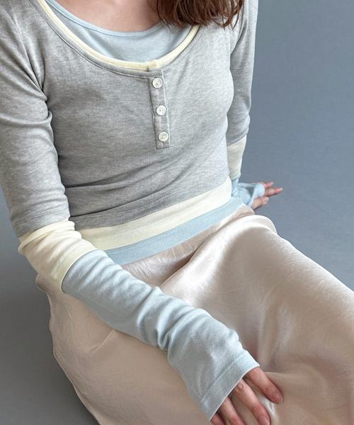 EDIT. FOR LULU(エディットフォールル)の「【YUHAN WANG/ユハン・ワン】layered illusion top(Tシャツ/カットソー・レディース・チャコールグレー・FREE)」の14枚目の写真