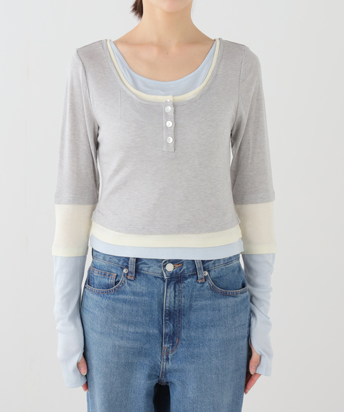 EDIT. FOR LULU(エディットフォールル)の「【YUHAN WANG/ユハン・ワン】layered illusion top(Tシャツ/カットソー・レディース・チャコールグレー・FREE)」の17枚目の写真