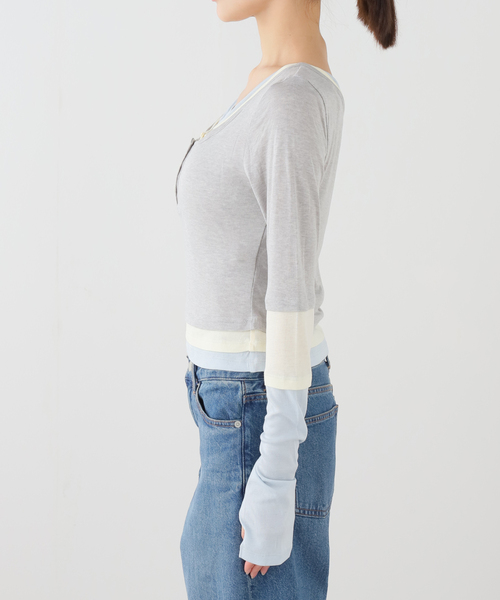 EDIT. FOR LULU(エディットフォールル)の「【YUHAN WANG/ユハン・ワン】layered illusion top(Tシャツ/カットソー・レディース・チャコールグレー・FREE)」の18枚目の写真