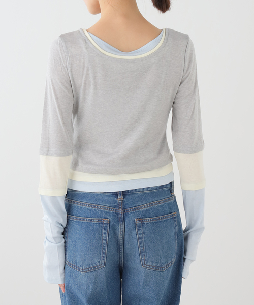 EDIT. FOR LULU(エディットフォールル)の「【YUHAN WANG/ユハン・ワン】layered illusion top(Tシャツ/カットソー・レディース・チャコールグレー・FREE)」の2枚目の写真