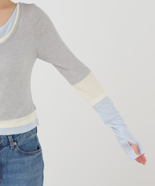 EDIT. FOR LULU(エディットフォールル)の「【YUHAN WANG/ユハン・ワン】layered illusion top(Tシャツ/カットソー・レディース・チャコールグレー・FREE)」の3枚目の写真