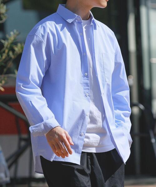 ITEMS URBANRESEARCH（アイテムズ アーバンリサーチ）の「『イージーケア/UVカット』高機能ストライプレギュラーカラーシャツ（シャツ/ブラウス・メンズ・ブラック/ブルー・LARGE/MEDIUM）」の13枚目の写真