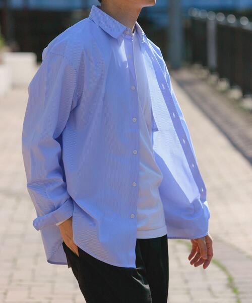 ITEMS URBANRESEARCH（アイテムズ アーバンリサーチ）の「『イージーケア/UVカット』高機能ストライプレギュラーカラーシャツ（シャツ/ブラウス・メンズ・ブラック/ブルー・LARGE/MEDIUM）」の14枚目の写真