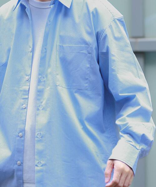 ITEMS URBANRESEARCH（アイテムズ アーバンリサーチ）の「『イージーケア/UVカット』高機能ストライプレギュラーカラーシャツ（シャツ/ブラウス・メンズ・ブラック/ブルー・LARGE/MEDIUM）」の17枚目の写真