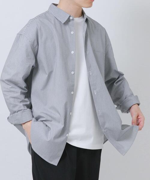 ITEMS URBANRESEARCH(アイテムズ アーバンリサーチ)の「『イージーケア/UVカット』高機能ストライプレギュラーカラーシャツ(シャツ/ブラウス・メンズ・ブラック/ブルー・LARGE/MEDIUM)」の14枚目の写真