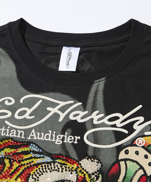 FREAK'S STORE(フリークスストア)の「限定展開 Ed Hardy/エドハーディ CLR RHINESTONE-ED HARDY SS TEE(Tシャツ/カットソー・メンズ・ブラック系その他/ブラック・MEDIUM/X-LARGE/LARGE)」の4枚目の写真