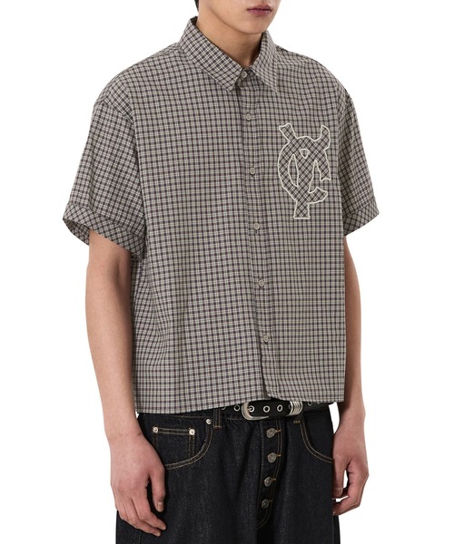 OY（オーワイ）の「『OY/オーワイ』STAMPED CHECK LOGO S/S SHIRT /スタンプチェックロゴ シャツ（シャツ/ブラウス・メンズ・ブラウン/ネイビー・L/M）」の18枚目の写真