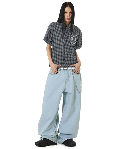 OY（オーワイ）の「『OY/オーワイ』STAMPED CHECK LOGO S/S SHIRT /スタンプチェックロゴ シャツ（シャツ/ブラウス・メンズ・ブラウン/ネイビー・L/M）」の14枚目の写真