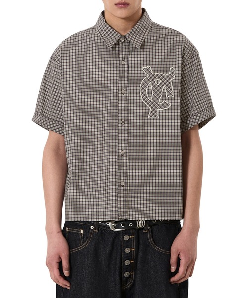 OY（オーワイ）の「『OY/オーワイ』STAMPED CHECK LOGO S/S SHIRT /スタンプチェックロゴ シャツ（シャツ/ブラウス・メンズ・ブラウン/ネイビー・L/M）」の17枚目の写真