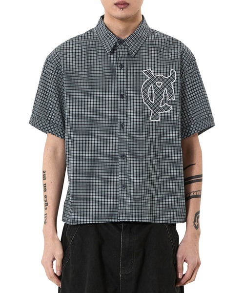 OY（オーワイ）の「『OY/オーワイ』STAMPED CHECK LOGO S/S SHIRT /スタンプチェックロゴ シャツ（シャツ/ブラウス・メンズ・ブラウン/ネイビー・L/M）」の11枚目の写真