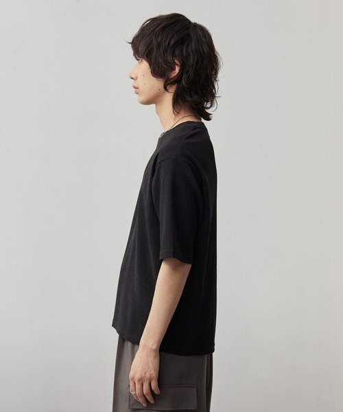 CALLNE(カルネ)の「【CALLNE】Tech Jacquard Crew Neck Short-sleeve T-Shirt / テックジャガードクルーネック半袖T(吸水速乾、抗菌防臭)(Tシャツ/カットソー・メンズ・ブラック・L/M)」の5枚目の写真