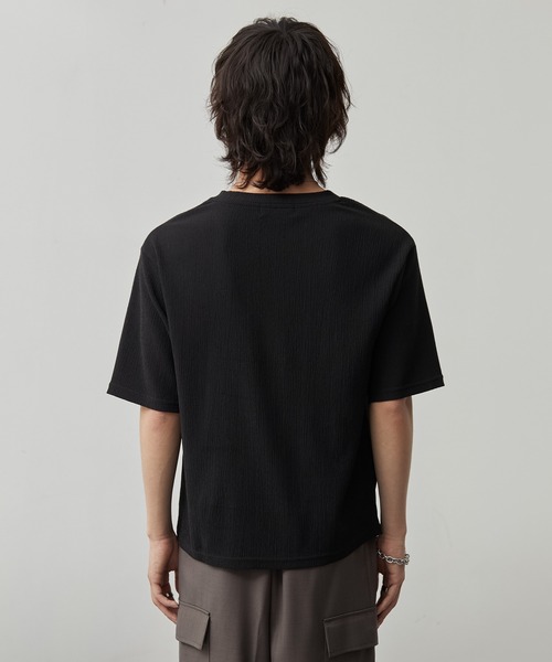 CALLNE(カルネ)の「【CALLNE】Tech Jacquard Crew Neck Short-sleeve T-Shirt / テックジャガードクルーネック半袖T(吸水速乾、抗菌防臭)(Tシャツ/カットソー・メンズ・ブラック・L/M)」の6枚目の写真