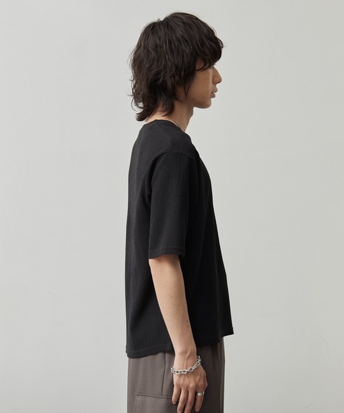 CALLNE(カルネ)の「【CALLNE】Tech Jacquard Crew Neck Short-sleeve T-Shirt / テックジャガードクルーネック半袖T(吸水速乾、抗菌防臭)(Tシャツ/カットソー・メンズ・ブラック・L/M)」の7枚目の写真
