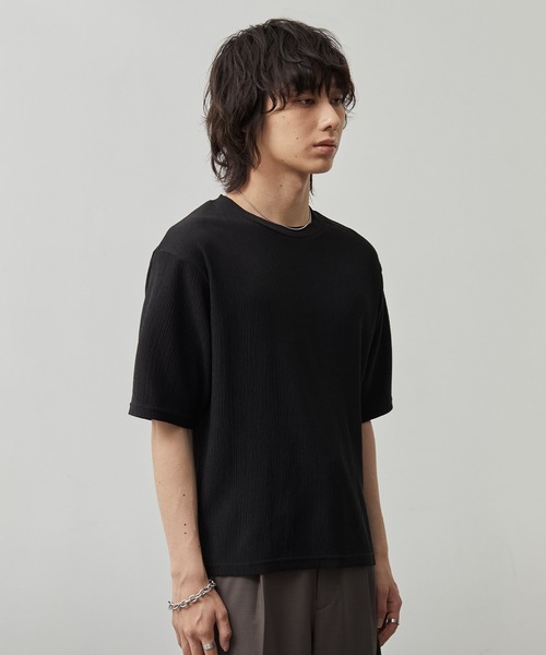 CALLNE(カルネ)の「【CALLNE】Tech Jacquard Crew Neck Short-sleeve T-Shirt / テックジャガードクルーネック半袖T(吸水速乾、抗菌防臭)(Tシャツ/カットソー・メンズ・ブラック・L/M)」の8枚目の写真