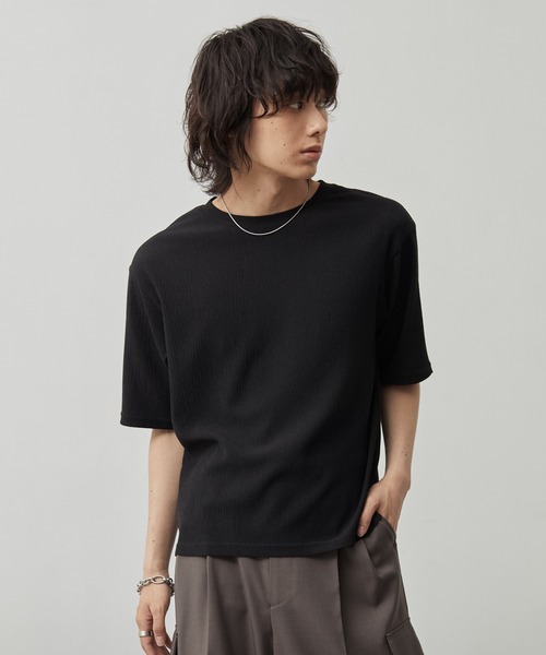 CALLNE(カルネ)の「【CALLNE】Tech Jacquard Crew Neck Short-sleeve T-Shirt / テックジャガードクルーネック半袖T(吸水速乾、抗菌防臭)(Tシャツ/カットソー・メンズ・ブラック・L/M)」の10枚目の写真