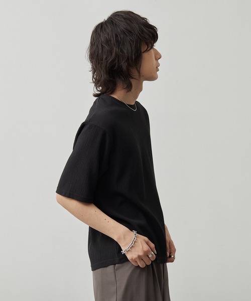 CALLNE(カルネ)の「【CALLNE】Tech Jacquard Crew Neck Short-sleeve T-Shirt / テックジャガードクルーネック半袖T(吸水速乾、抗菌防臭)(Tシャツ/カットソー・メンズ・ブラック・L/M)」の11枚目の写真