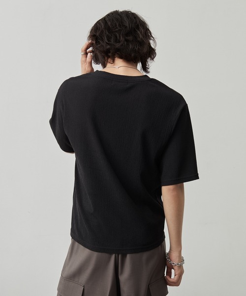 CALLNE(カルネ)の「【CALLNE】Tech Jacquard Crew Neck Short-sleeve T-Shirt / テックジャガードクルーネック半袖T(吸水速乾、抗菌防臭)(Tシャツ/カットソー・メンズ・ブラック・L/M)」の12枚目の写真