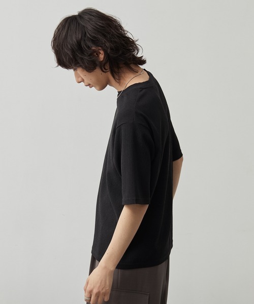 CALLNE(カルネ)の「【CALLNE】Tech Jacquard Crew Neck Short-sleeve T-Shirt / テックジャガードクルーネック半袖T(吸水速乾、抗菌防臭)(Tシャツ/カットソー・メンズ・ブラック・L/M)」の13枚目の写真
