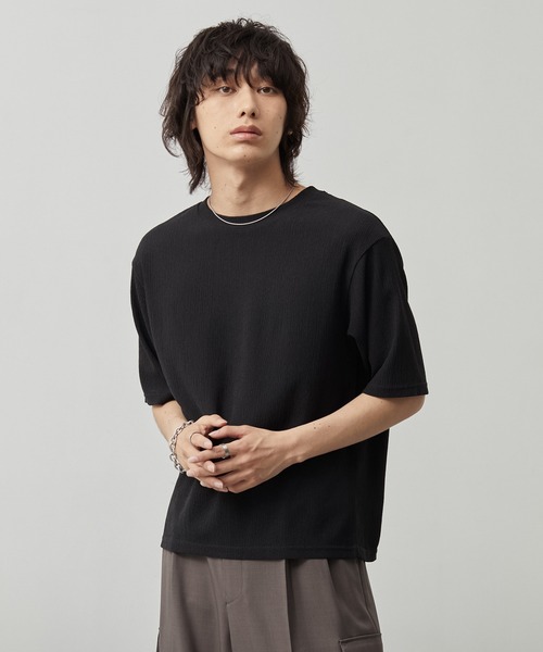 CALLNE(カルネ)の「【CALLNE】Tech Jacquard Crew Neck Short-sleeve T-Shirt / テックジャガードクルーネック半袖T(吸水速乾、抗菌防臭)(Tシャツ/カットソー・メンズ・ブラック・L/M)」の14枚目の写真
