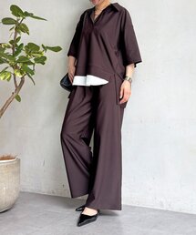 un dix cors | スキッパーシャツ×パンツセットアップ(つなぎ/オールインワン)