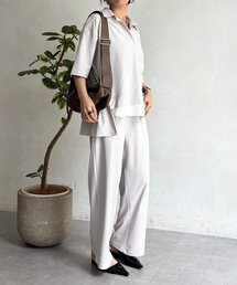 un dix cors | スキッパーシャツ×パンツセットアップ(つなぎ/オールインワン)