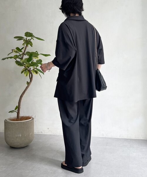 un dix cors（アンディコール）の「スキッパーシャツ×パンツセットアップ（つなぎ/オールインワン・レディース・ブラウン/ブラック/ライトベージュ・FREE）」の9枚目の写真