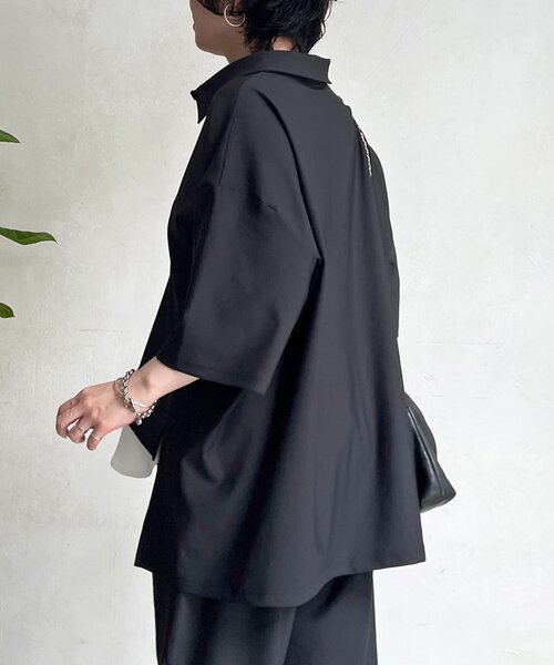 un dix cors（アンディコール）の「スキッパーシャツ×パンツセットアップ（つなぎ/オールインワン・レディース・ブラウン/ブラック/ライトベージュ・FREE）」の11枚目の写真