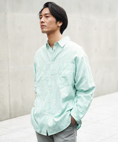 BAYFLOW(ベイフロー)の「ダブルガーゼシャツ(シャツ/ブラウス・メンズ・セージグリーン/グレー・MEDIUM/LARGE)」の1枚目の写真