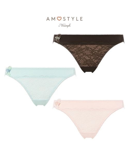 AMOSTYLE BY Triumph(アモスタイルバイトリンプ)の「レギュラーショーツ ヴィーナスエア AMST1544 Mini JX(ショーツ・レディース・ダークブラウン/ライトブルー/ライトピンク・L/M)」の4枚目の写真