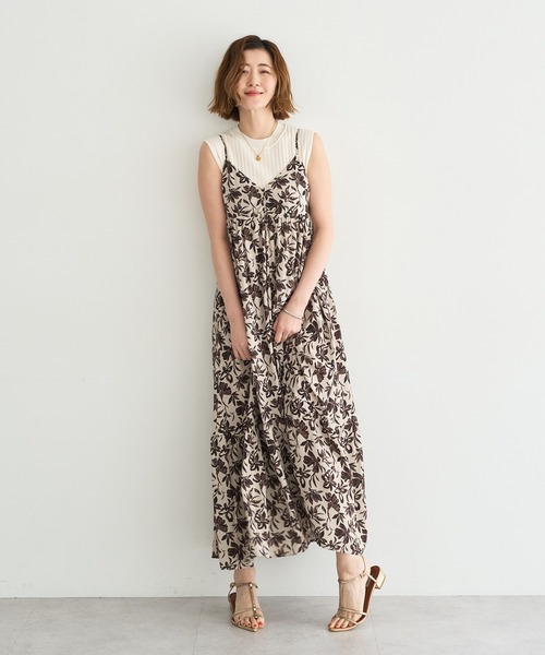 YECCA VECCA（イェッカヴェッカ）の「アートプリントキャミワンピース（ワンピース・レディース・マルチ/ストライプ・FREE）」の2枚目の写真