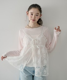 P.V.T（ピーブイティー）の「立体レースWリボンキャミ（キャミソール）」
