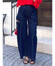dazzlin（ダズリン）の「ハイウエスト2wayワイドデニムパンツ（デニムパンツ）」