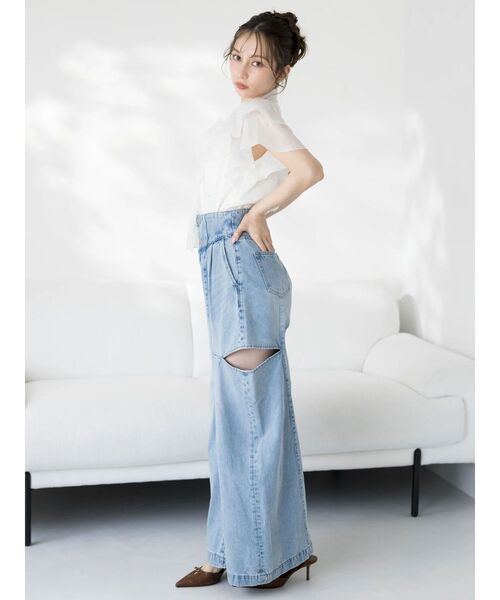 dazzlin(ダズリン)の「ハイウエスト2wayワイドデニムパンツ(デニムパンツ・レディース・インディゴブルー/ブルー・MEDIUM/SMALL)」の7枚目の写真