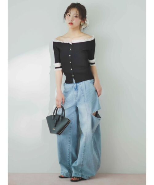 dazzlin(ダズリン)の「ハイウエスト2wayワイドデニムパンツ(デニムパンツ・レディース・インディゴブルー/ブルー・MEDIUM/SMALL)」の9枚目の写真