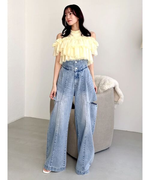 dazzlin(ダズリン)の「ハイウエスト2wayワイドデニムパンツ(デニムパンツ・レディース・インディゴブルー/ブルー・MEDIUM/SMALL)」の11枚目の写真