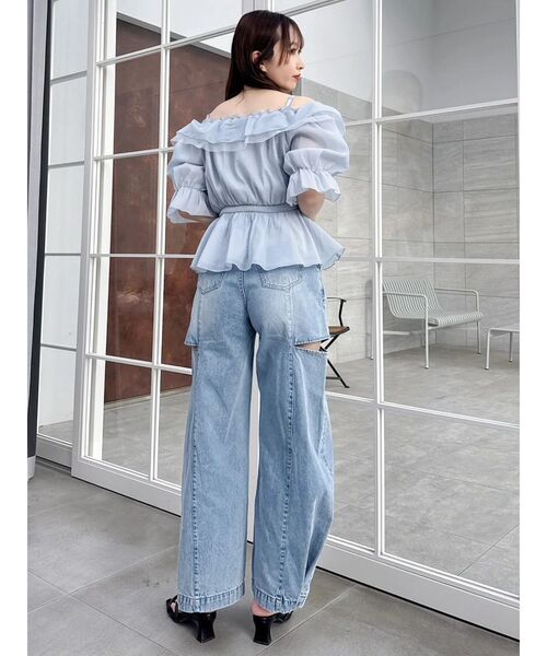 dazzlin(ダズリン)の「ハイウエスト2wayワイドデニムパンツ(デニムパンツ・レディース・インディゴブルー/ブルー・MEDIUM/SMALL)」の15枚目の写真