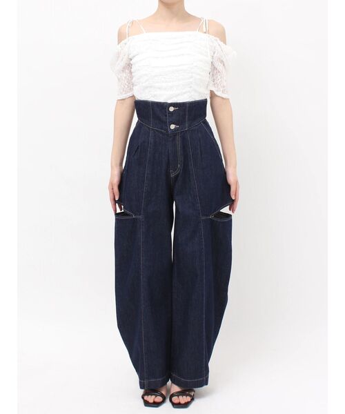 dazzlin(ダズリン)の「ハイウエスト2wayワイドデニムパンツ(デニムパンツ・レディース・インディゴブルー/ブルー・MEDIUM/SMALL)」の3枚目の写真