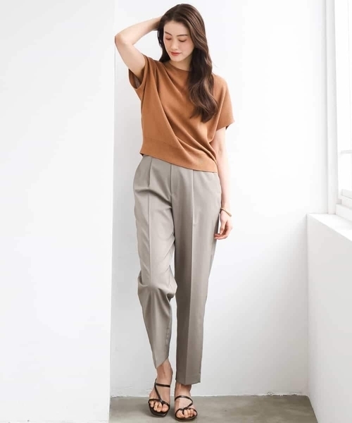 MICHEL KLEIN（ミッシェル・クラン）の「[リラックスボトム]テーパードパンツ（スラックス・レディース・ブラウン/ブラック・38）」の7枚目の写真