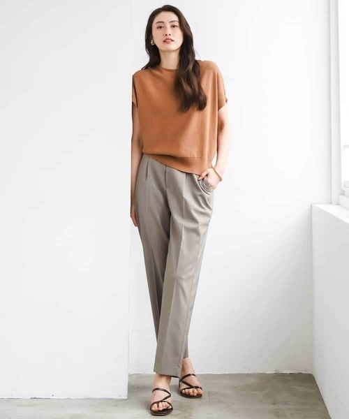 MICHEL KLEIN（ミッシェル・クラン）の「[リラックスボトム]テーパードパンツ（スラックス・レディース・ブラウン/ブラック・38）」の8枚目の写真